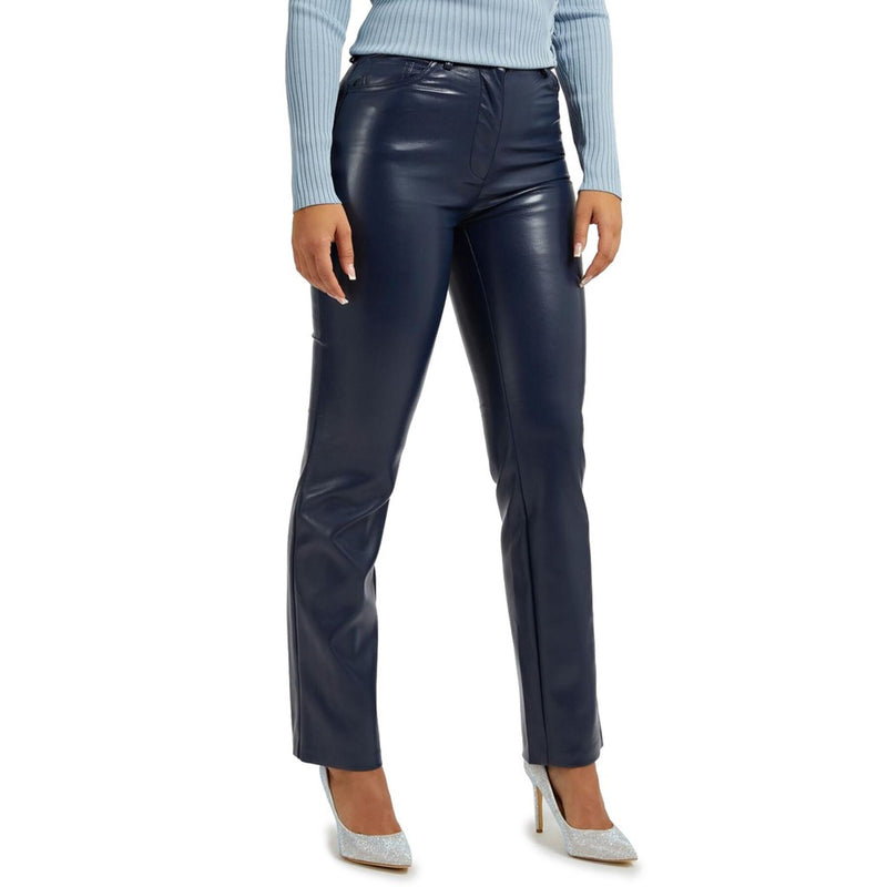 Guess - Pantalon similicuir bleu marine