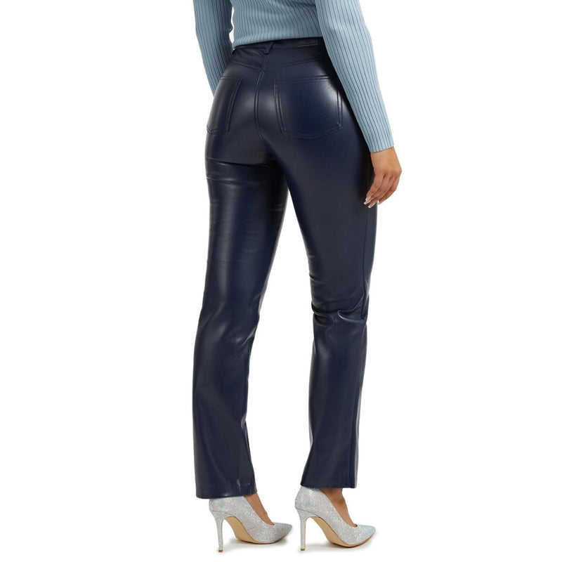 Guess - Pantalon similicuir bleu marine