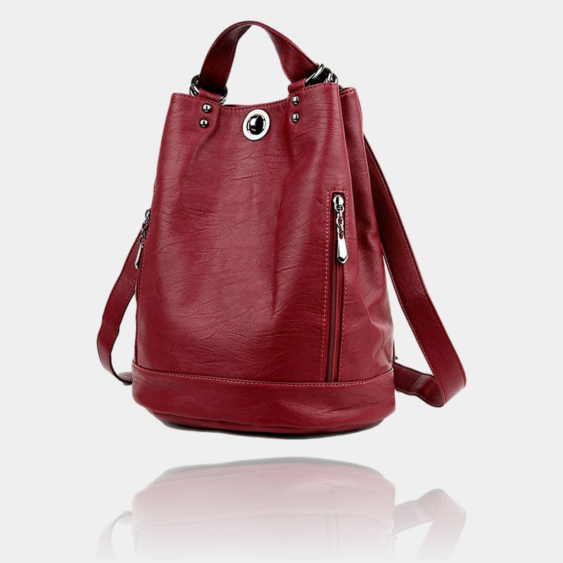 Elyos ® - Sac à dos en cuir pour femme - Bordeaux - Elegantz